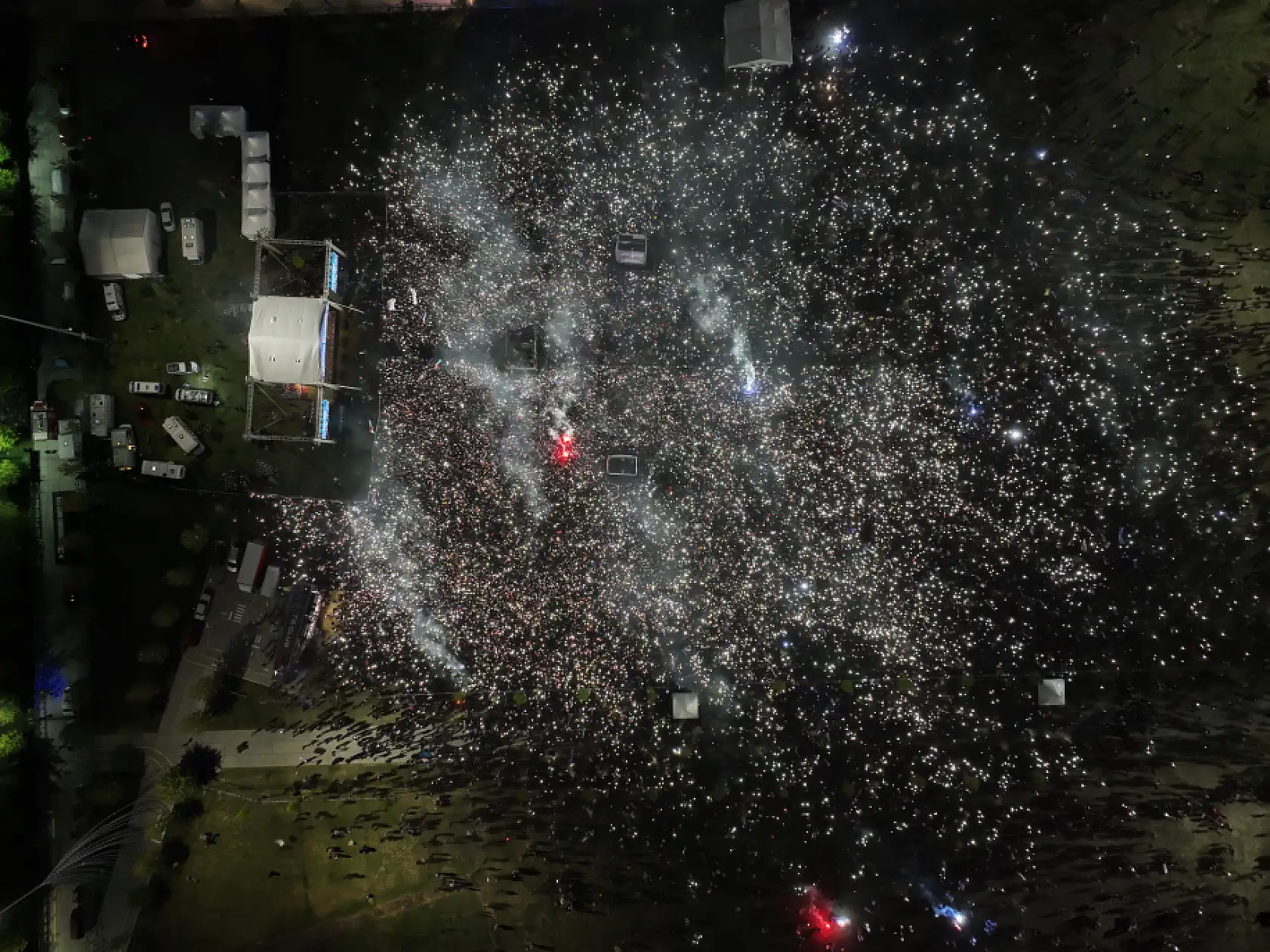 Trabzonspor'un şampiyonluk kutlaması havadan görüntülendi