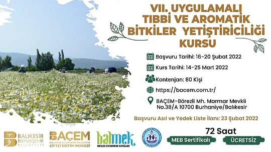 BAÇEM'de Tıbbi ve Aromatik Bitkiler Yetiştiriciliği Kursu